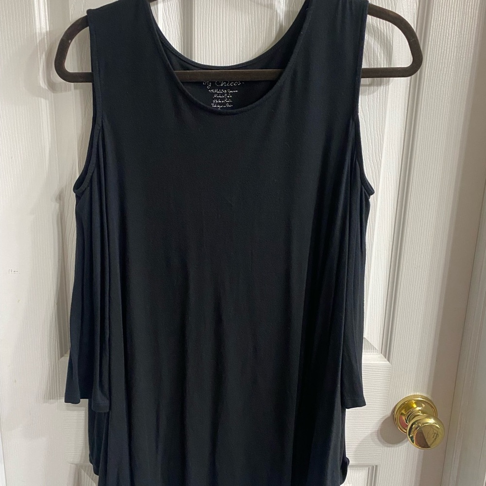 Chico's Classic Black Cold Shoulder Top